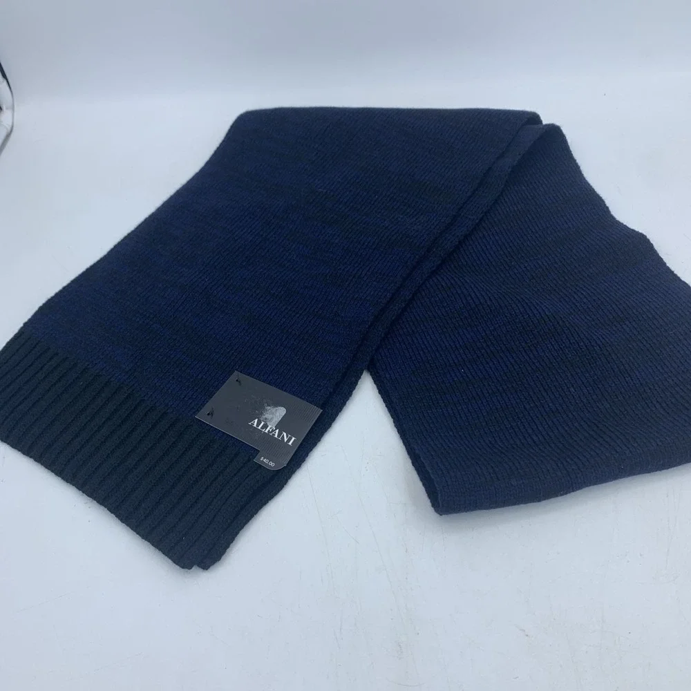 Alfani Mens Scarf Black Blue Casual Professional Warm NEW